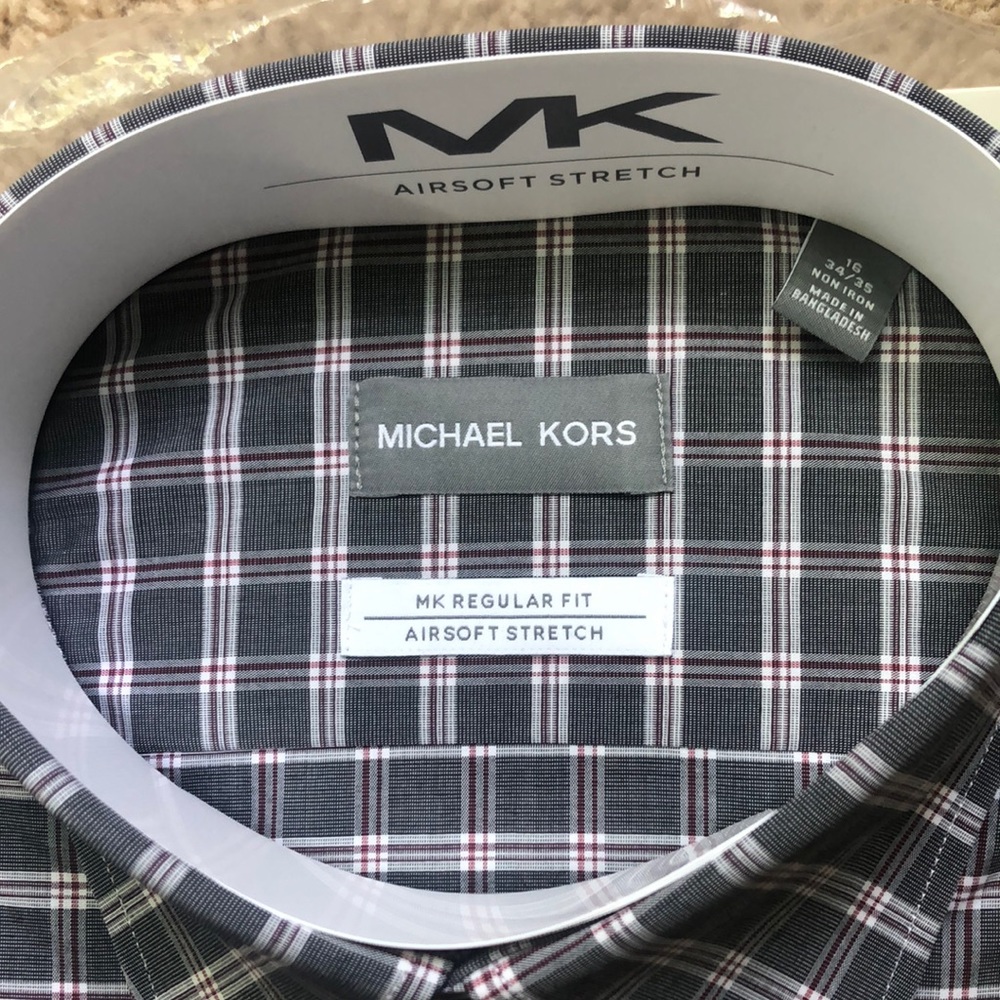 NEW!! Michael Kors Regular Fit Airsoft Stretch Dress Shirt Size Large {16 34/35} - Picture 2 of 5